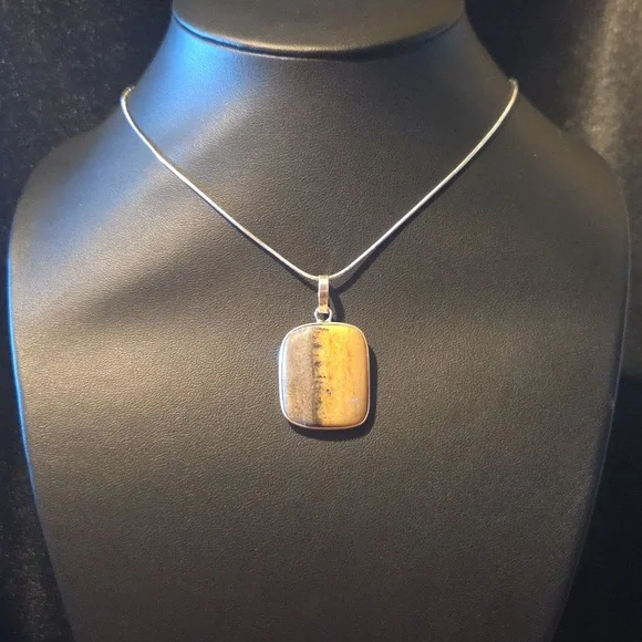 New Picture Jasper Gemstone Pendent Necklace - Picture 2 of 4